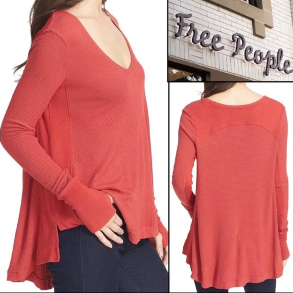 Free People Waffle Thermal Swing‎ Top